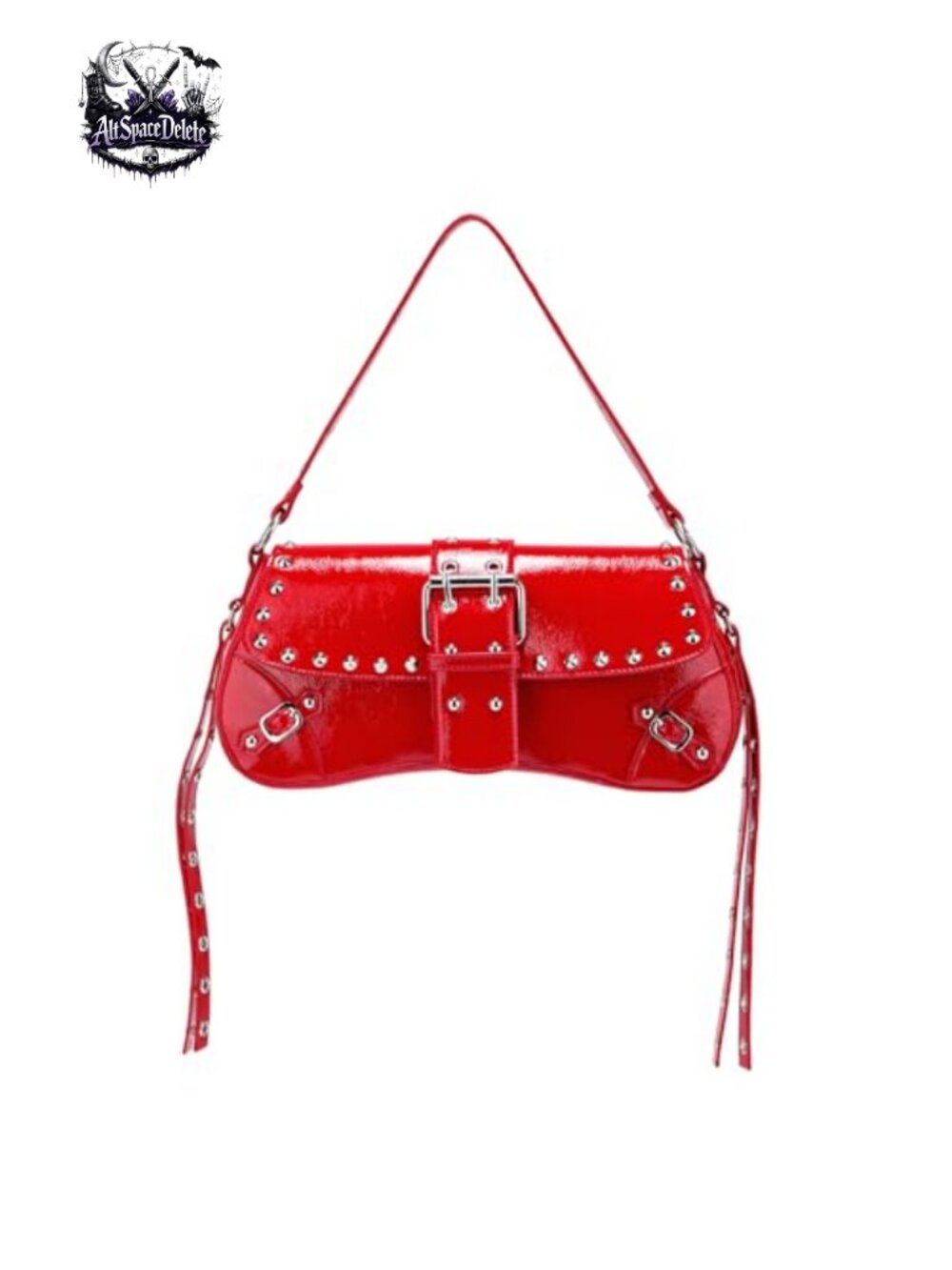 Mini Studded Goth Shoulder Bag Faux Leather Punk Handbag Y2K Purse